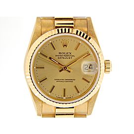 Mid Size Rolex 18K Yellow Gold Datejust President Champagne 68278