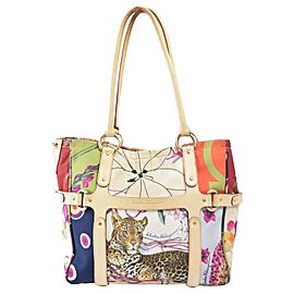 Salvatore Ferragamo Animal Floral Multicolor Floral Shopper Tote 858769