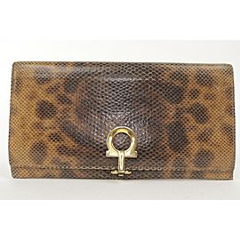 Salvatore Ferragamo Python Snakeskin Gancini Long Flap Wallet 22FK1203