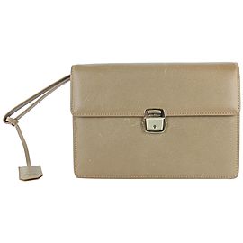 Salvatore Ferragamo Nude Wristlet 15mz0904 Brown Leather Clutch
