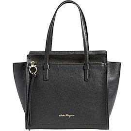 Salvatore Ferragamo Pebbled Mini Amy 2way 1sfk1127 Black Leather Tote