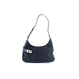 Salvatore Ferragamo Hobo Signature 6mr0213 Black Canvas Shoulder Bag