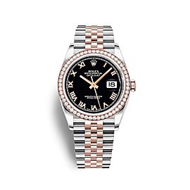 Rolex Datejust 36mm Two Tone Rose Watch Custom Diamond Bezel 116231