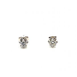 0.60ctw Round Diamond Buttercup Fancy 6 Prong Earrings 14K White Gold
