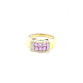 0.65ctw Sapphire and .04ctw Diamond Ring 18K Yellow Gold Size 3.00