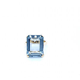 16.13 Carat Emerald Step Cut Aquamarine Ring 18K Yellow Gold Size 8.50