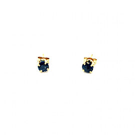 0.60ctw Round Brilliant Blue Sapphire Stud Earrings 14K Yellow Gold 4-Prong