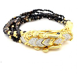 Pre-Owned John Hardy Diamond & Black MOP Naga Collection Bracelet 18K YG
