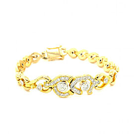 1.00ctw Round Diamond Circular Tapered Link Bracelet 18K Yellow Gold 6.5"