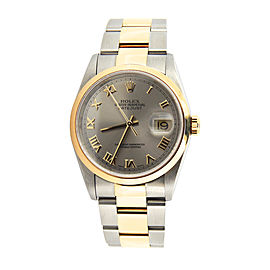 Mens Rolex Two-Tone Datejust Slate Gray Roman 16203