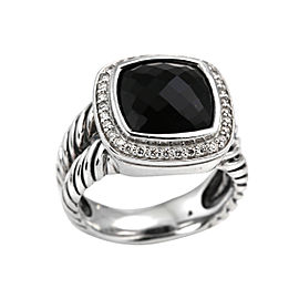David Yurman Sterling Silver Black Onyx and Diamond Albion Ring Size 7.5