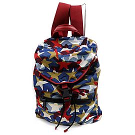 Valentino Blue Printed Camustars Multicolor 871828 Red Nylon Backpack