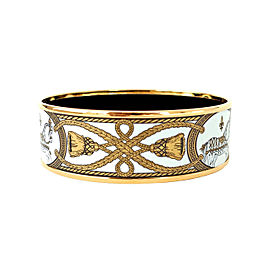 Hermes Gold Tone Enamel Bracelet Bangle