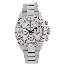 Rolex Daytona 116520 WSO Stainless Steel White Dial Scrambled 40mm Watch