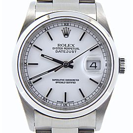 Mens Rolex Stainless Steel Datejust White 16200
