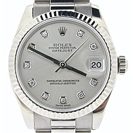 Mid Size Rolex 18K White Gold Datejust President Diamond 178279